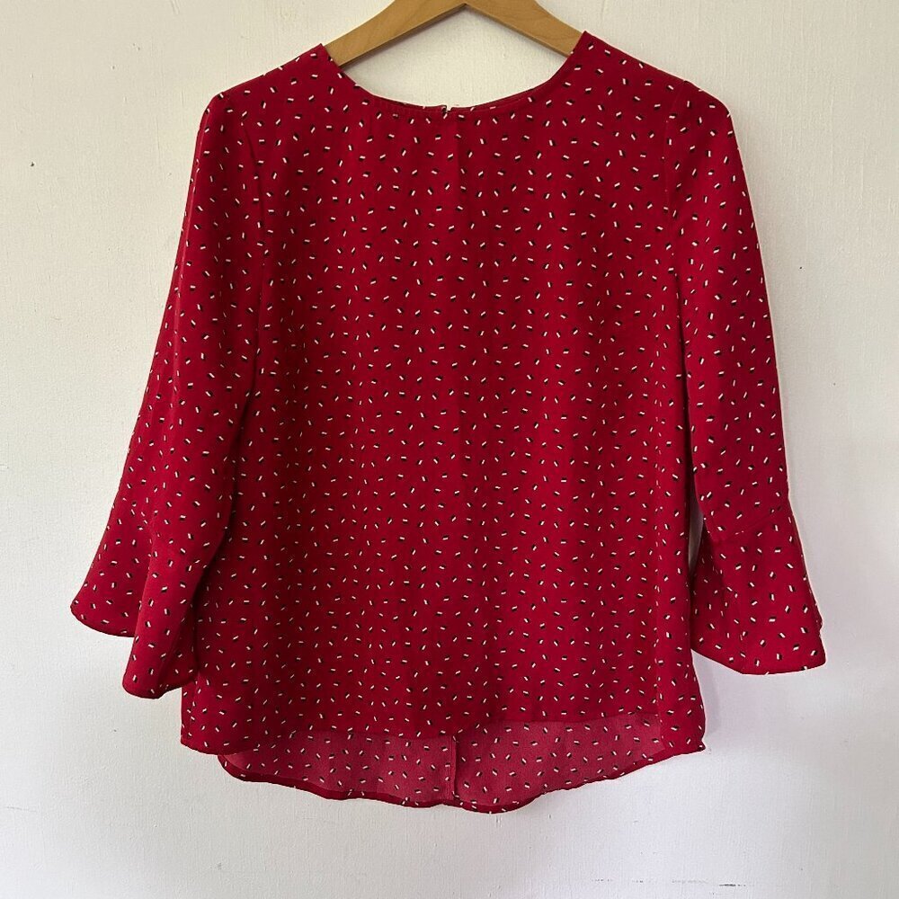 Tommy Hilfiger Blouse Womens Small Bell Sleeves Keyhole Neck Long Sleeve Top